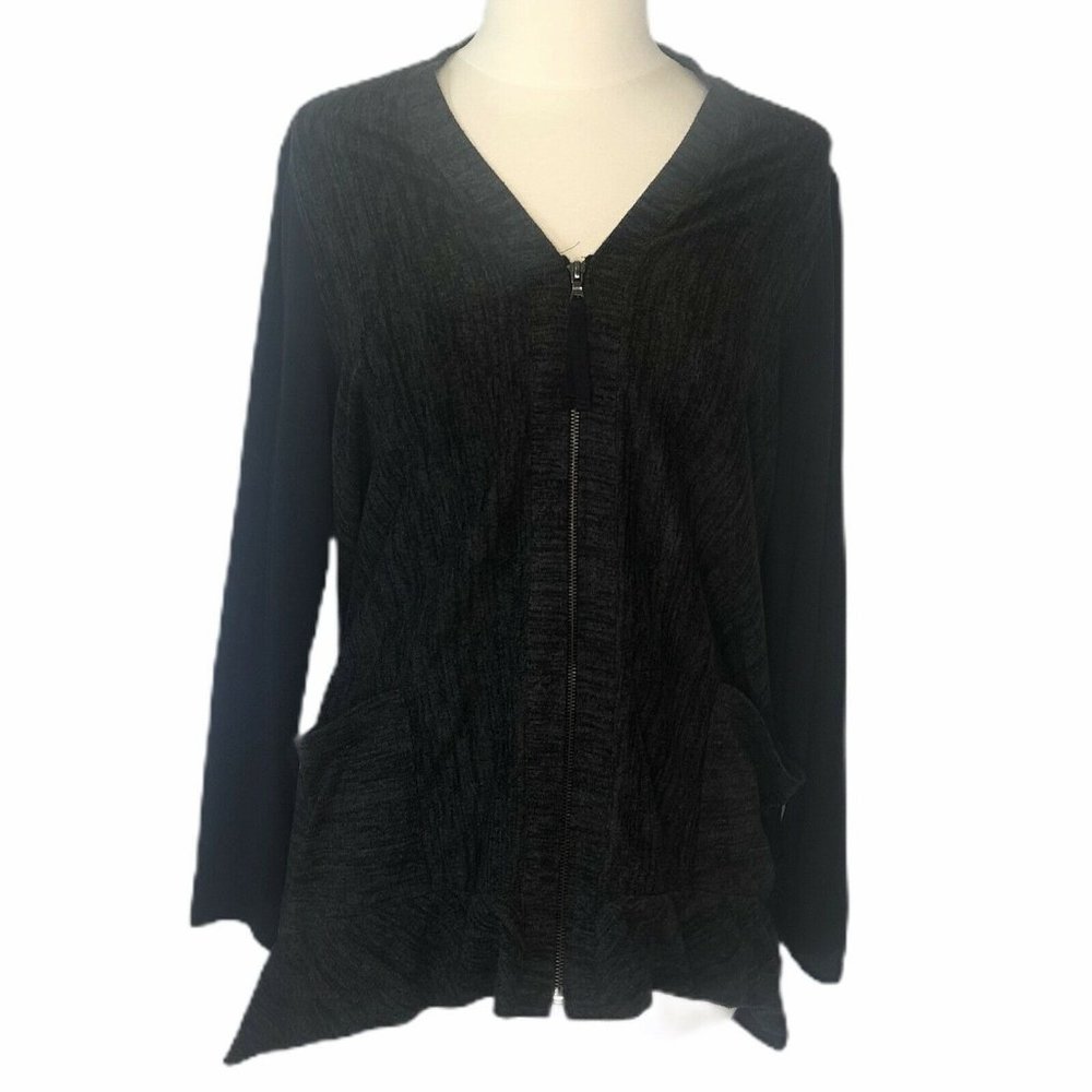 LOGO Lori Goldstein sweater zipper front Cardigan